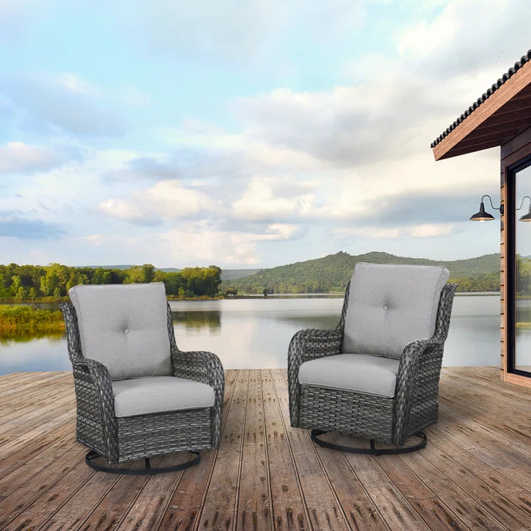Wicker Rattan Swivel Patio Wicker Chairs (Set of 2)