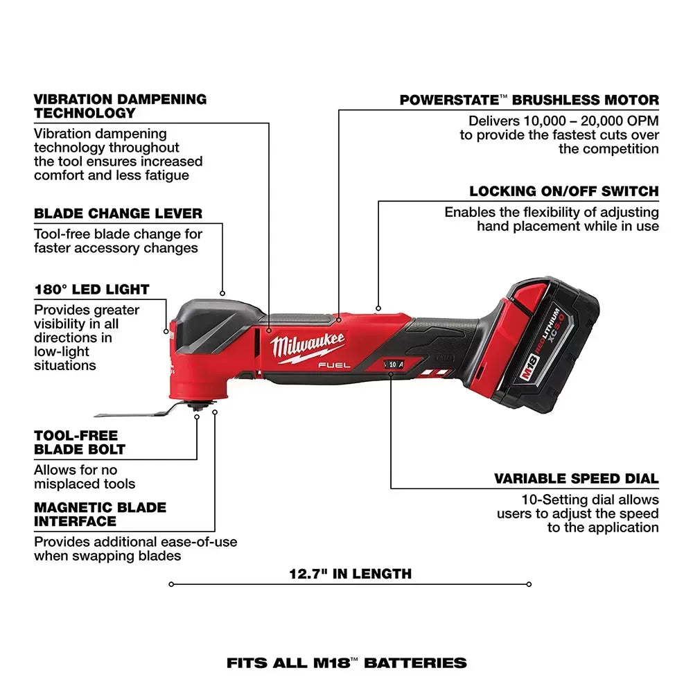 Milwaukee Pre-Sale Pre-Sale 2953-22MTB M18 FUEL 18V 1/4" Driver / Multi-Tool Kit w/ 9 PC Blade Kit