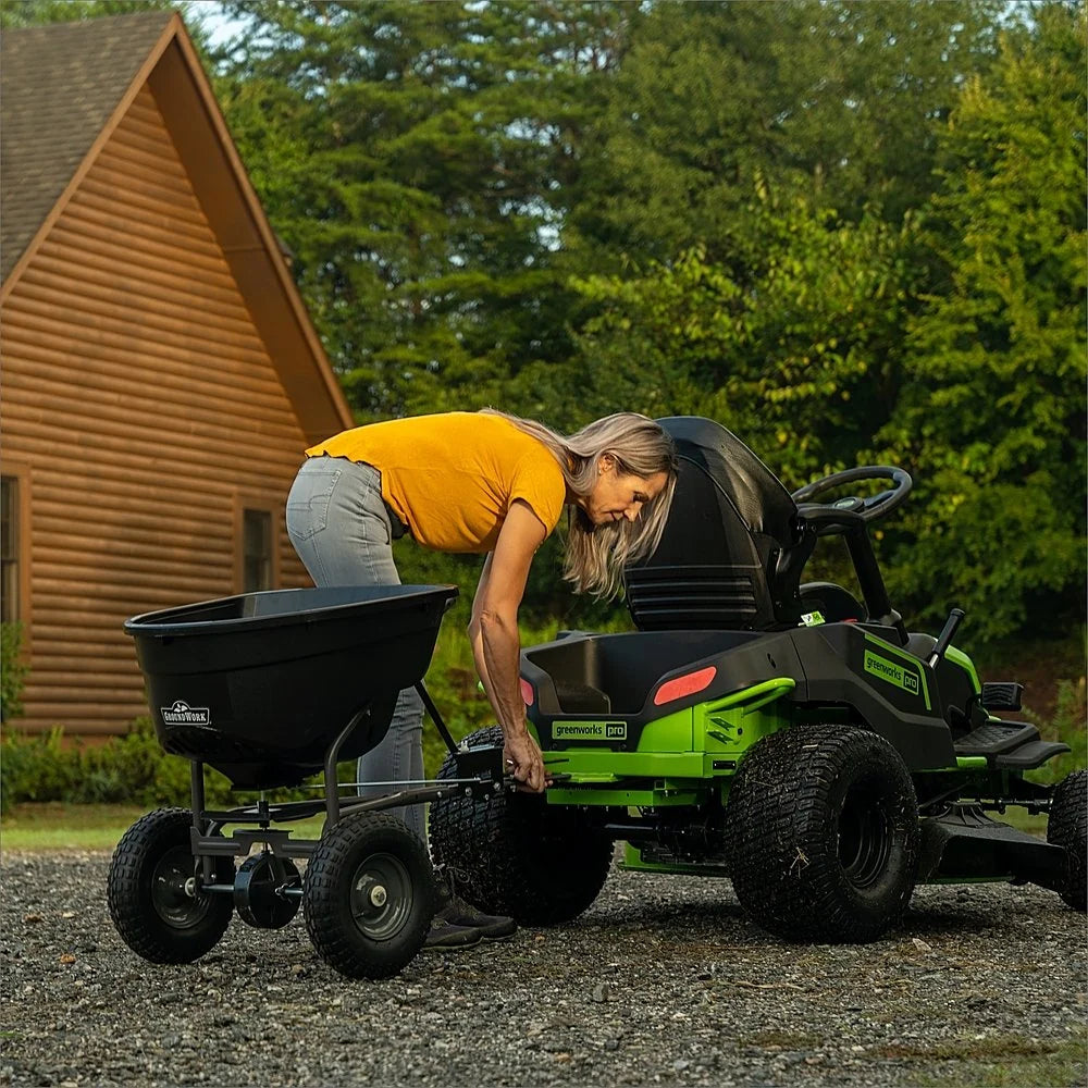 80V Cordless Riding Lawn Mower with Six Batteries and Dual-Port Turbo Chargers