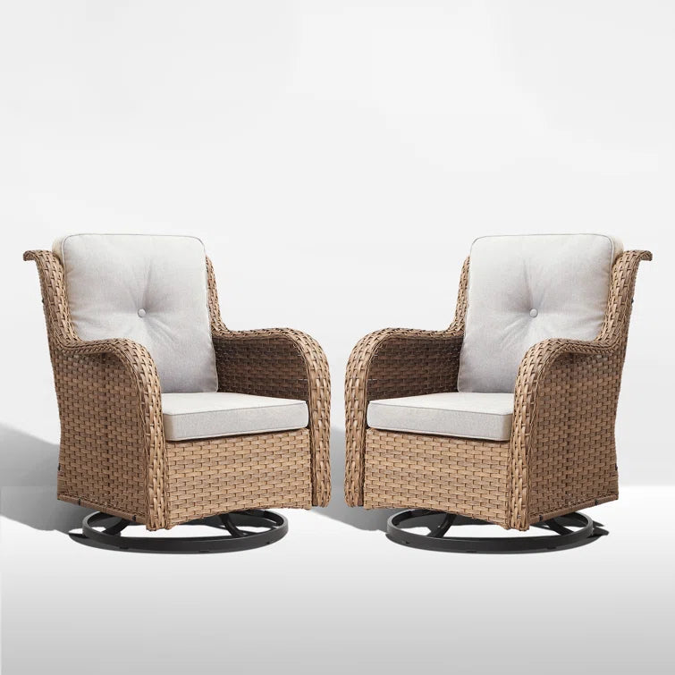 Wicker Rattan Swivel Patio Wicker Chairs (Set of 2)