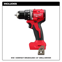 Milwaukee Pre-Sale Pre-Sale 3601-20 M18 18V 1/2" Compact Brushless Drill Driver - Bare Tool