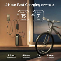 Electric Bike, 350W Powerful Motor with 13AH Removable Battery, Shimano 21 Speed, Up to 46 Miles Per Charge, 26 Inches Wheels, Mountain Electric Bicycle for Adults Black