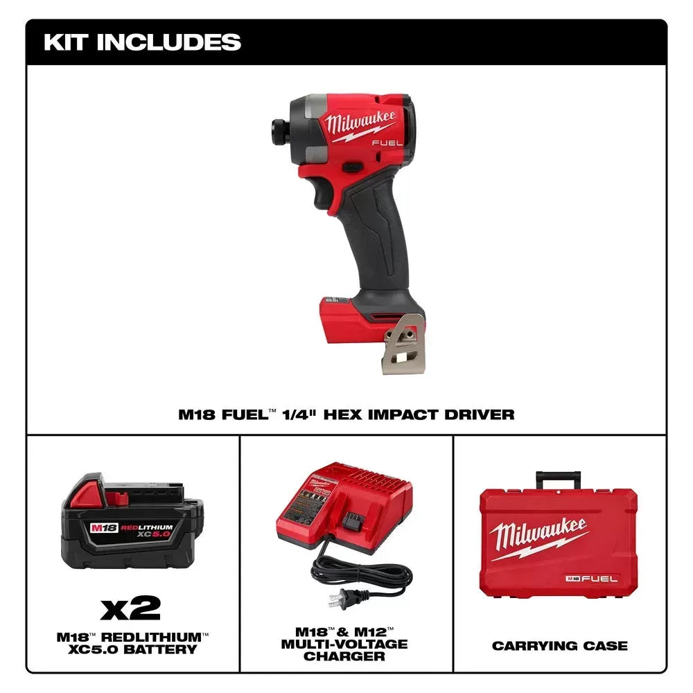 Milwaukee Pre-Sale 2953-22 M18 FUEL 18V 1/4" Hex Cordless Li-Ion Impact Driver Kit