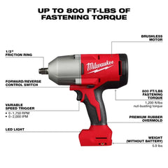 Milwaukee Pre-Sale 2666-20 M18 18V 1/2" High Torque Cordless Impact Wrench - Bare Tool