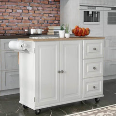 Kuhnhenn 53.5'' Wide Rolling Kitchen Cart with Solid Wood Top