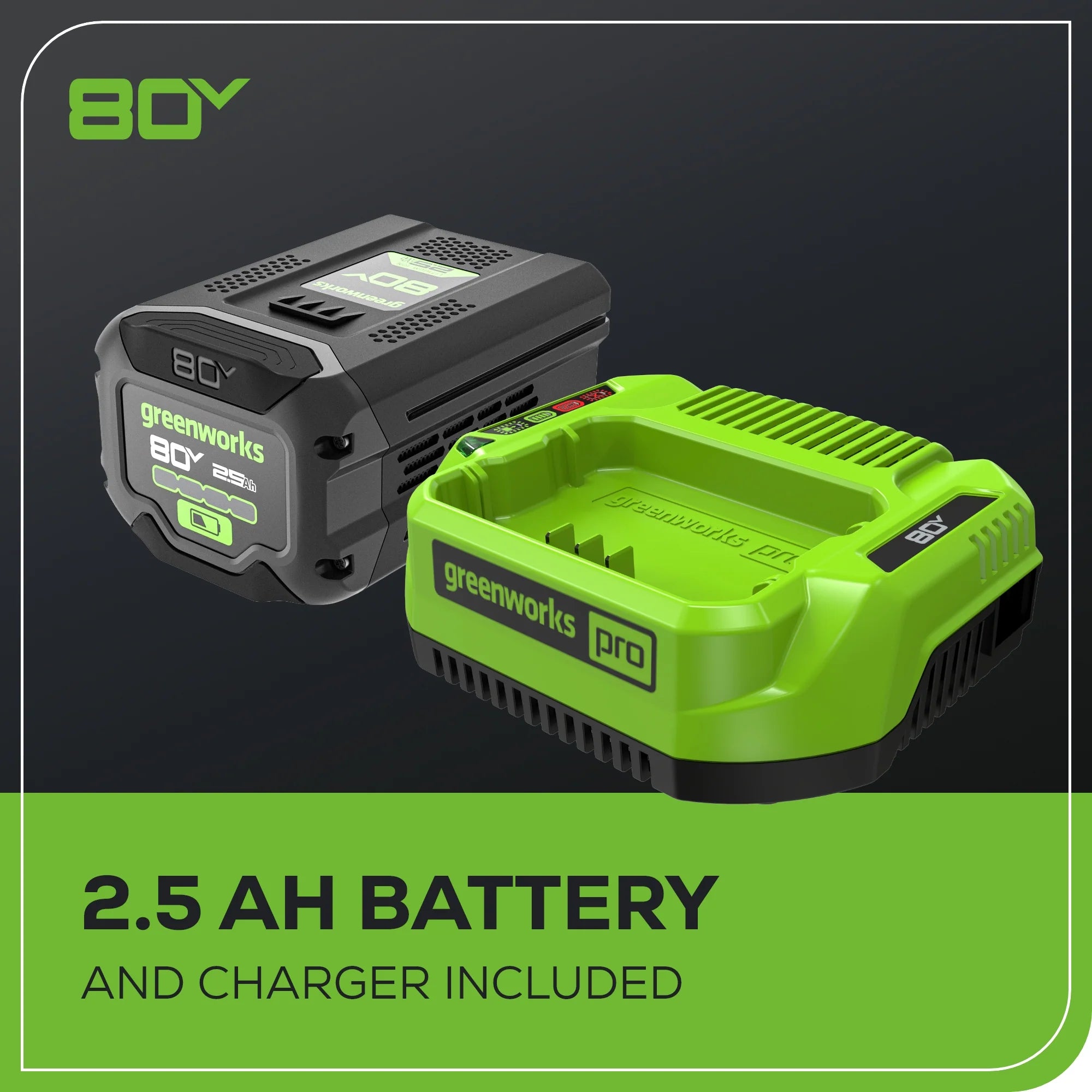 80V Cordless Chainsaw 16-Inch with 2.5Ah Battery and Charger