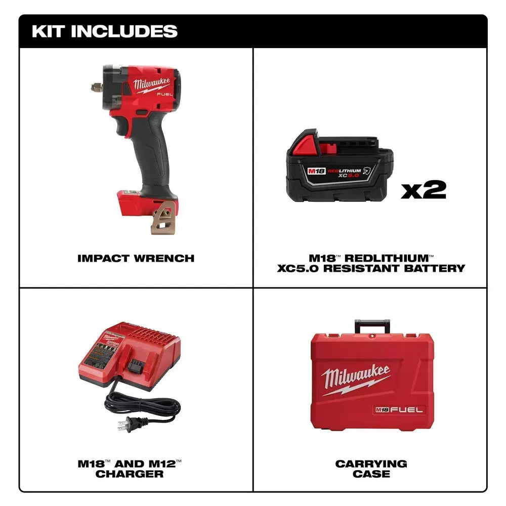 Milwaukee Pre-Sale 2854-22R M18 FUEL 18V 3/8" Compact Impact Wrench w/ Friction Ring Kit
