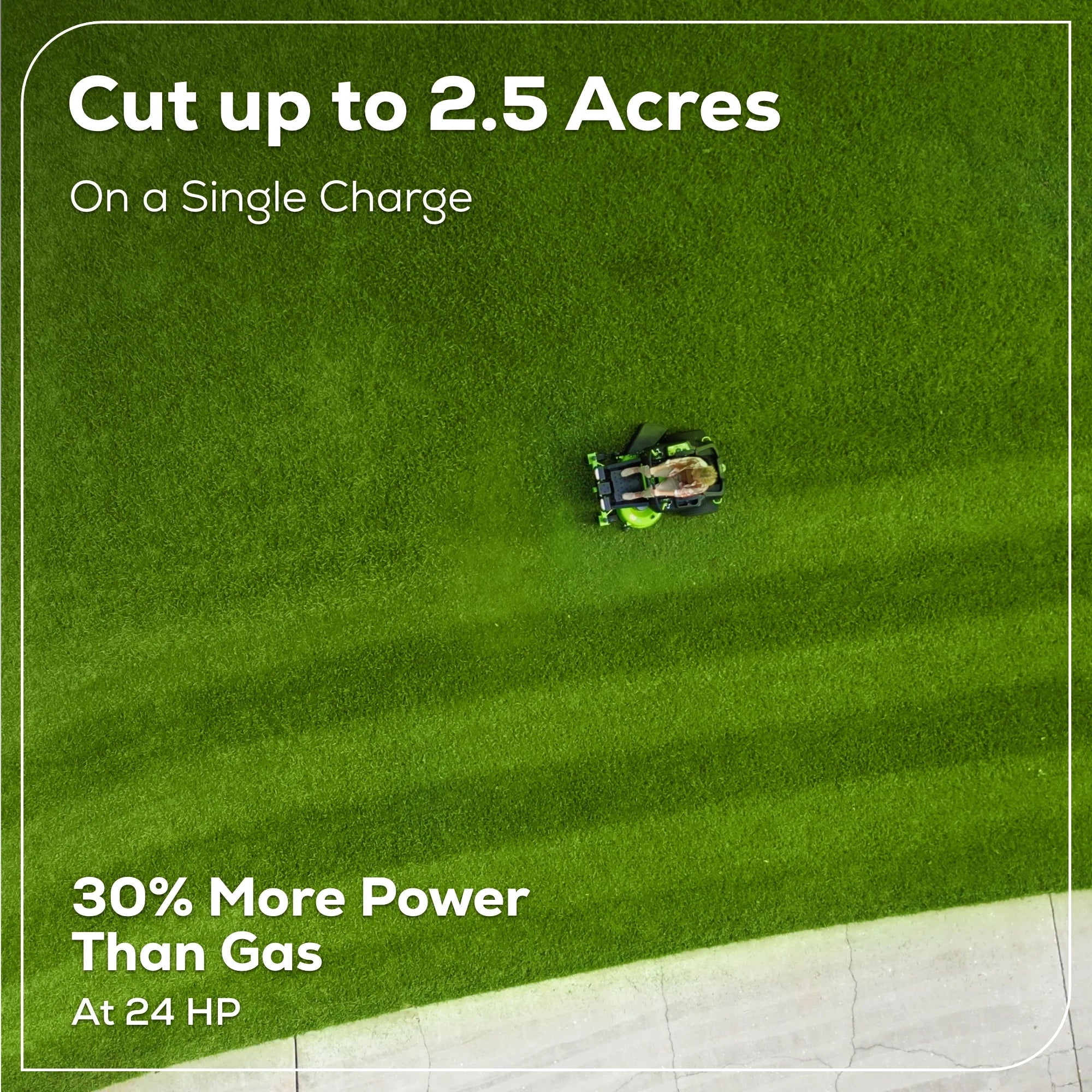 60V Cordless Zero Turn Riding Lawn Mower with Six Batteries and Turbo Chargers