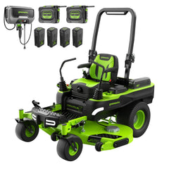80V Cordless Electric Riding Lawn Mower with 6 Batteries and Wall Charger