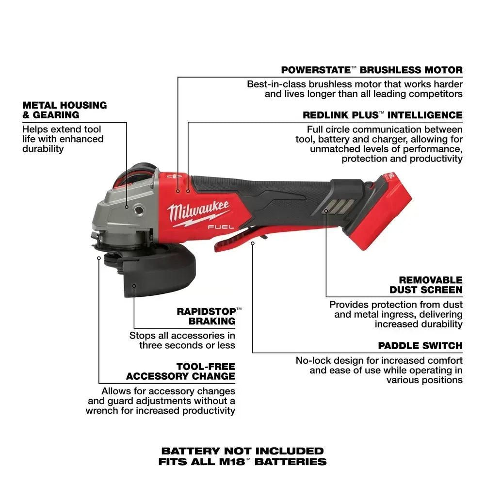 Milwaukee Pre-Sale 2888-20 M18 FUEL 18V 4-1/2" / 5" Cordless Paddle Grinder - Bare Tool