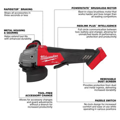Milwaukee Pre-Sale 2880-20 M18 18V Cordless Angle Grinder + 48-11-1852 Battery - 2 PK