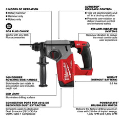 Milwaukee Pre-Sale 2912-20 M18 FUEL 18V 1" SDS Plus Rotary Hammer w/ 4-1/2" / 5" Grinder