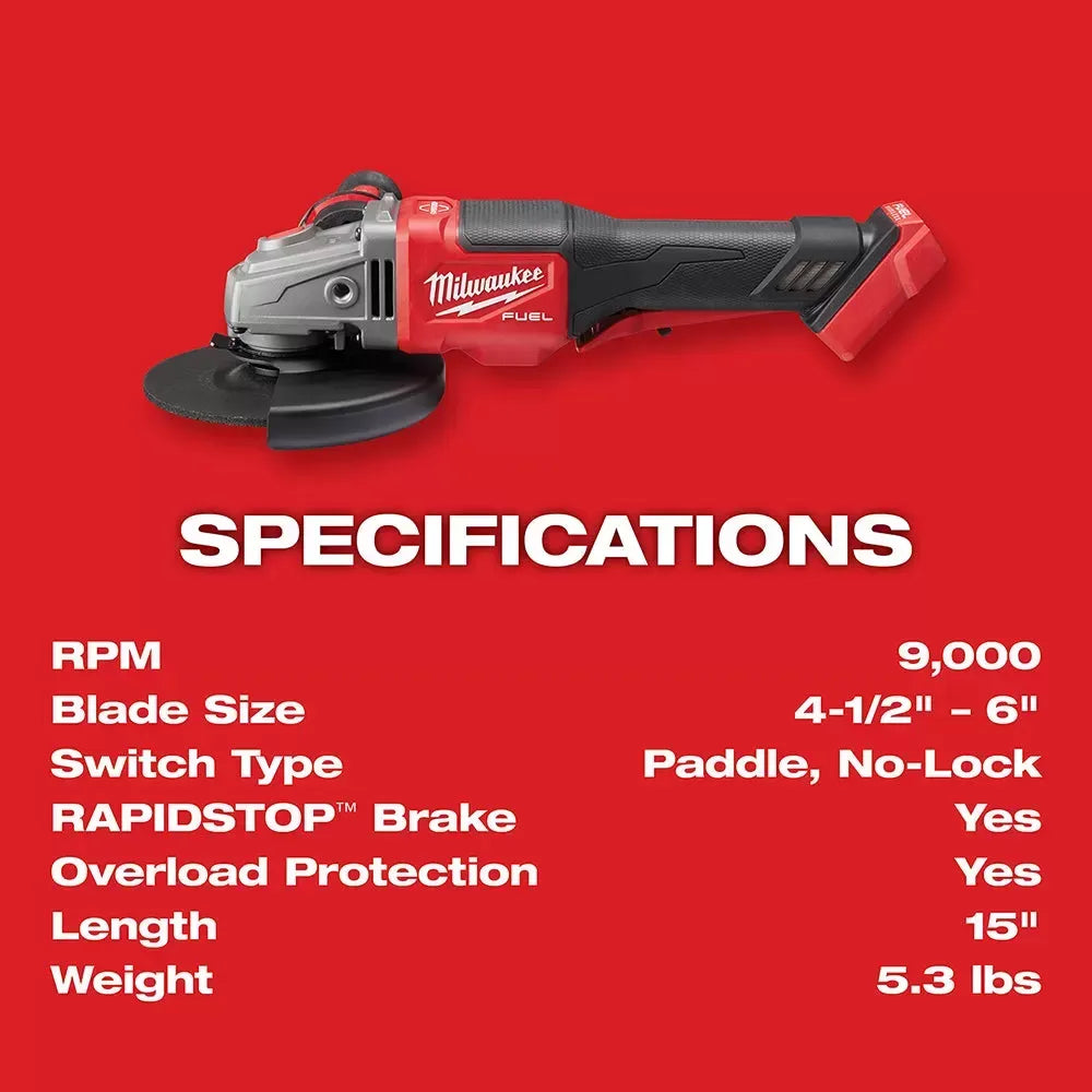 Milwaukee Pre-Sale 2980-20 M18 FUEL 18V 6 Inch Paddle Switch Grinder, Bare Tool