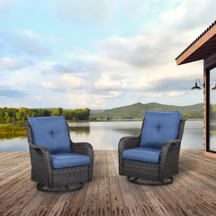 Wicker Rattan Swivel Patio Wicker Chairs (Set of 2)