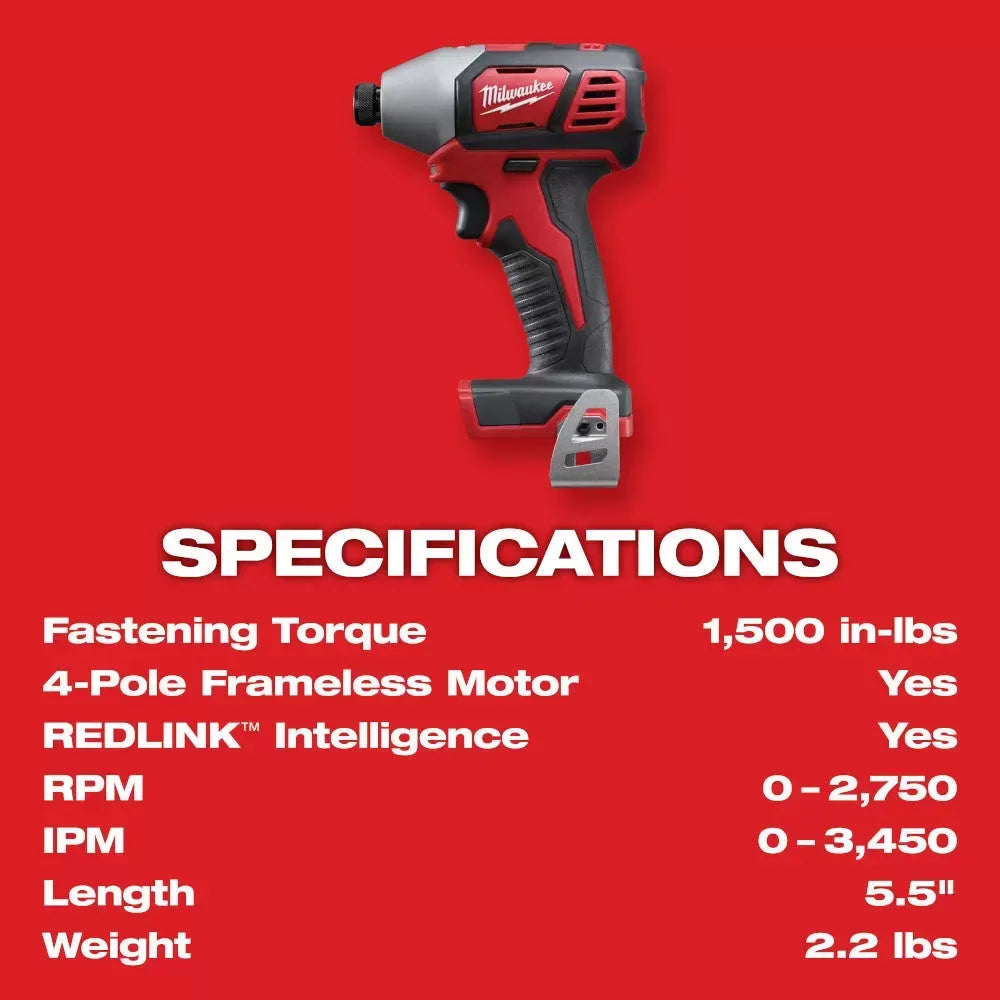 Milwaukee 2656-21PB M18 18V 1/4" Impact Kit w/ M18 FUEL HACKZALL and 2AH Battery
