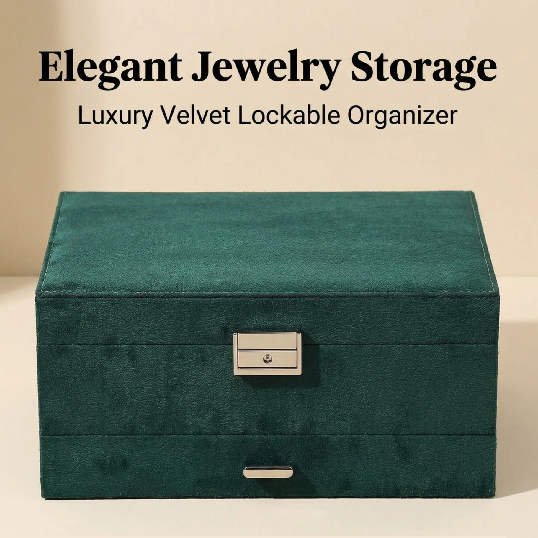 Vintage Premium Velvet Jewelry Box with Lock