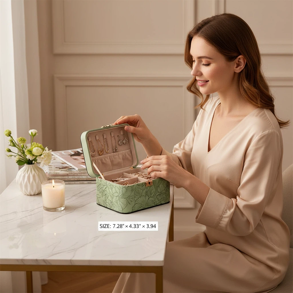 Embossed Leather Pattern Premium Jewelry Box