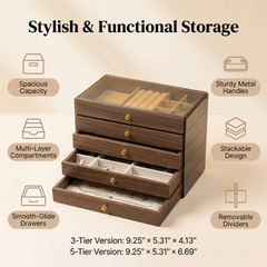 Multi-Layer Walnut Wood Grain Bracelet Jewelry Box