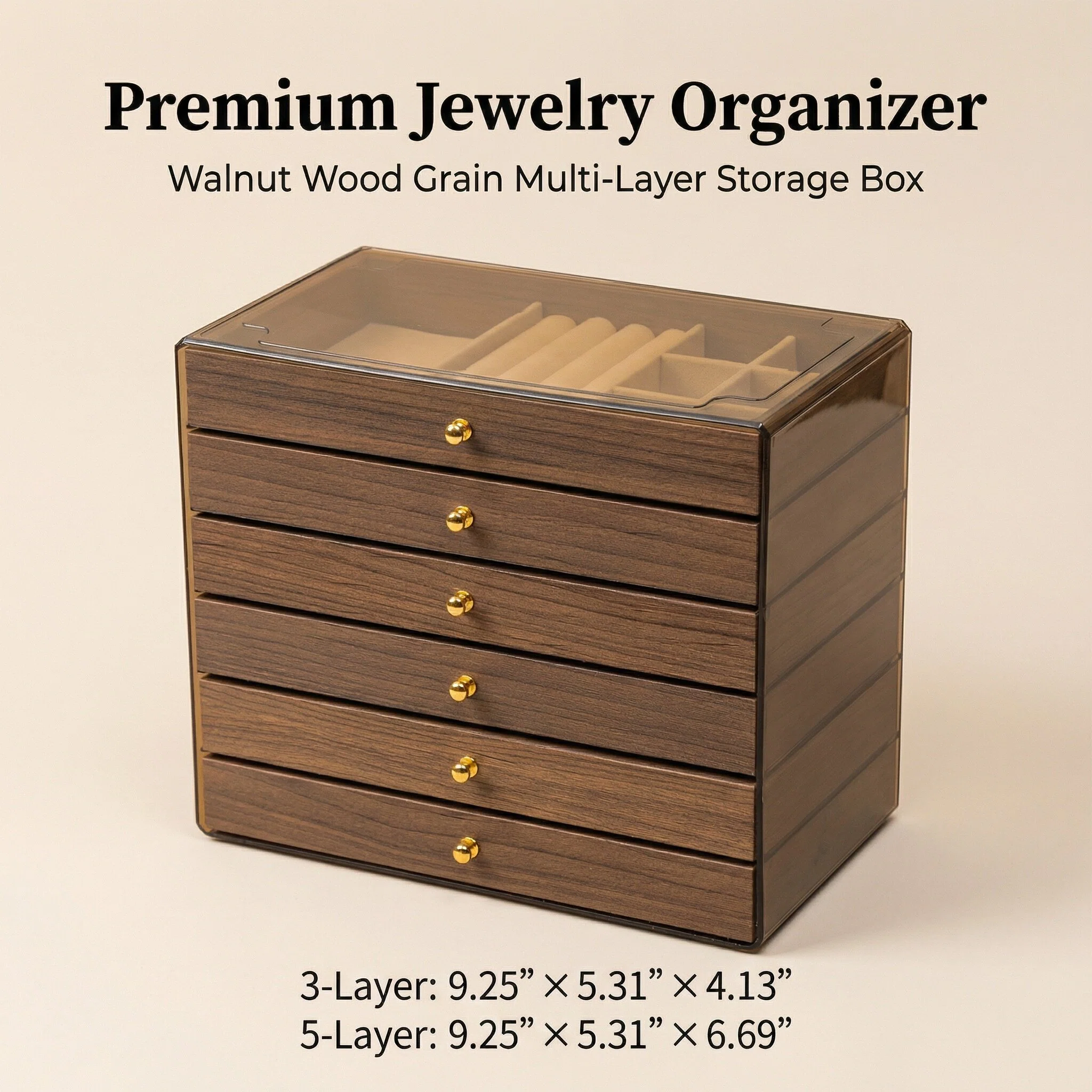 Multi-Layer Walnut Wood Grain Bracelet Jewelry Box