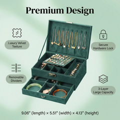 Vintage Premium Velvet Jewelry Box with Lock