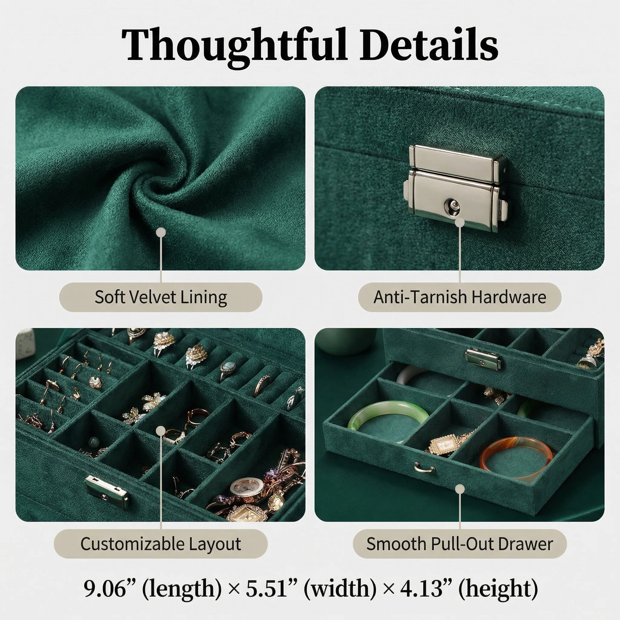 Vintage Premium Velvet Jewelry Box with Lock