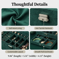 Vintage Premium Velvet Jewelry Box with Lock