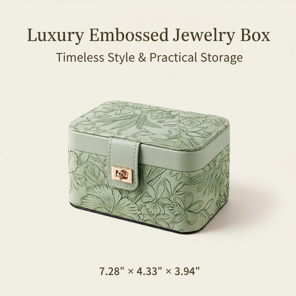 Embossed Leather Pattern Premium Jewelry Box