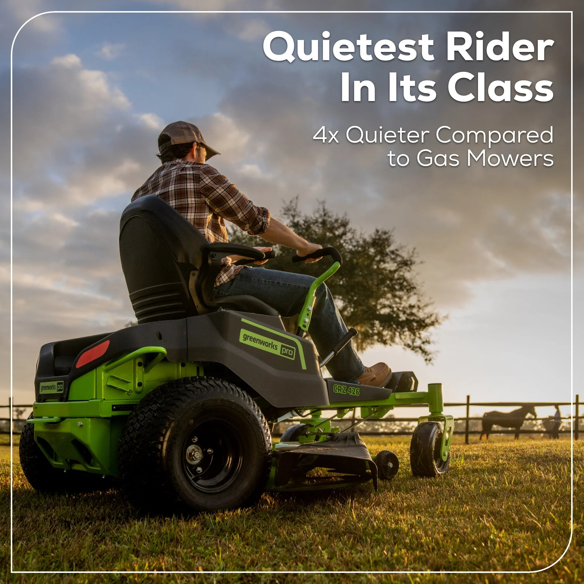 60V Cordless Zero Turn Riding Lawn Mower with Six Batteries and Turbo Chargers