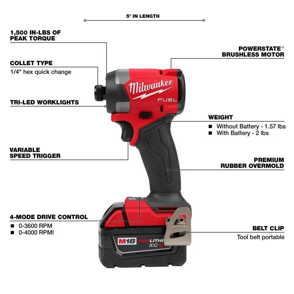 Milwaukee Pre-Sale Pre-Sale Pre-Sale 3697-22GR M18 FUEL 18V Cordless Drill / Driver Kit w/ M18 FUEL Grinder