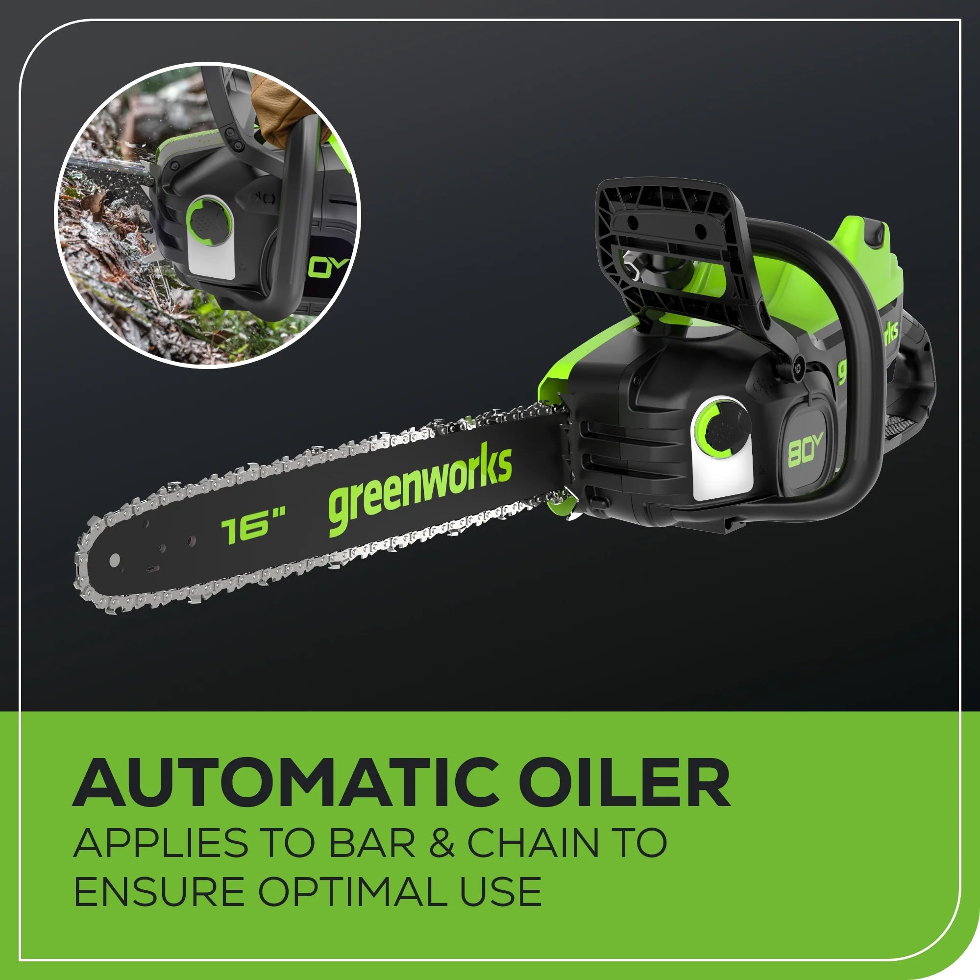 80V Cordless Chainsaw 16-Inch with 2.5Ah Battery and Charger