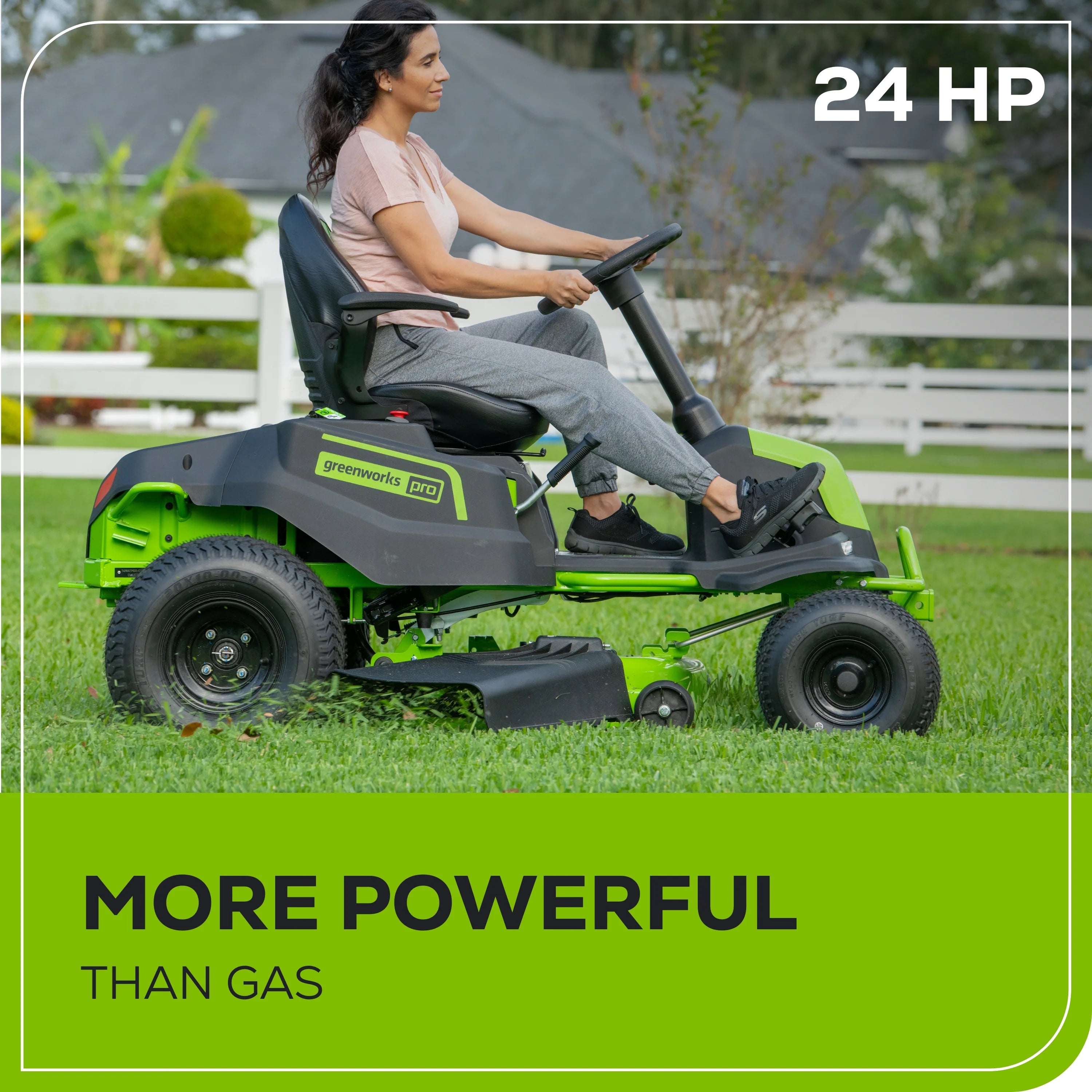 60V Cordless Riding Lawn Mower with Six Batteries and Wall Charger