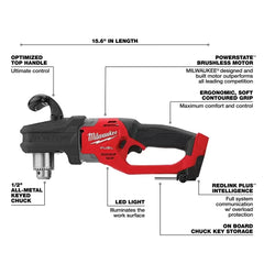 Milwaukee Pre-Sale 2807-20 M18 FUEL 18V 12" HOLE HAWG Right Angle Drill -Bare Tool