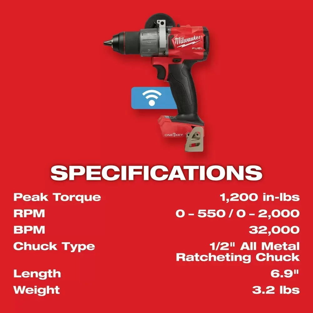 Milwaukee Pre-Sale 2806-80 M18 FUEL 18V 1/2" Cordless Hammer Drill - Bare Tool - Recon