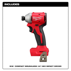 Milwaukee Pre-Sale 3650-20 M18 18V 1/4" Compact Brushless Hex Impact Driver - Bare Tool
