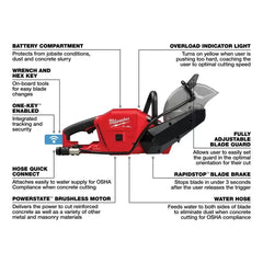 Milwaukee 2786-20 M18 FUEL 18V 9 Inch Cut-Off Saw w/ ONE-KEY - Bare Tool