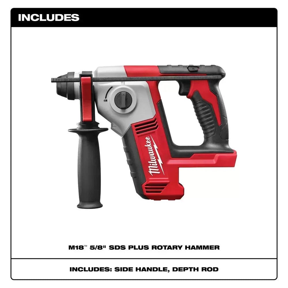Milwaukee 2612-20 M18 18V 5/8" SDS Plus Rotary Hammer w/ Depth Rod - Bare Tool